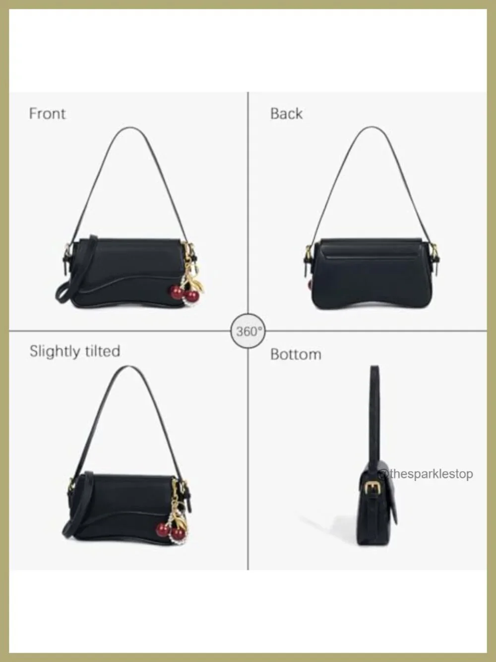 Hobo Bag with Cherry Pendant Crossbody Shoulder Bag PU Leather Y2K Detachable